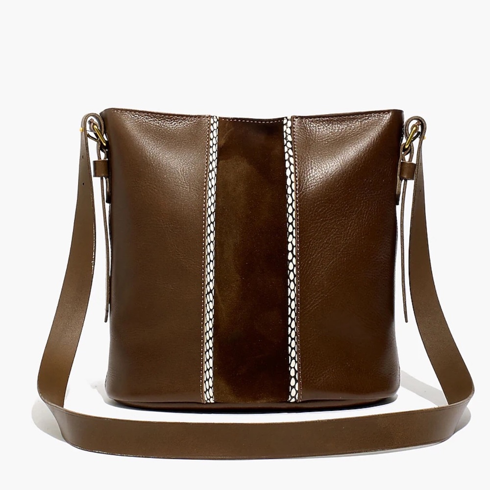 Madewell The Transport Bucket Bag Suede Inset Adjustable Strap Crossbody $178